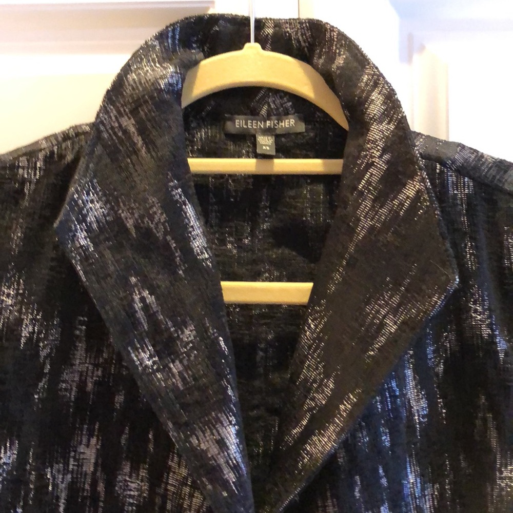 💕Eileen Fisher Fabulous Italian chenille & silver threaded fabric duster topper